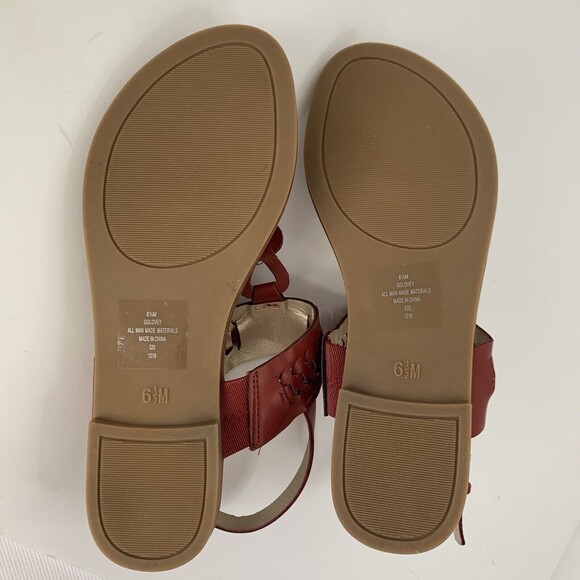 GBG Guess Lovey Sandals Women 6.5 Red Gold Slingback T-Strap Open Toe Summer - Picture 8 of 8